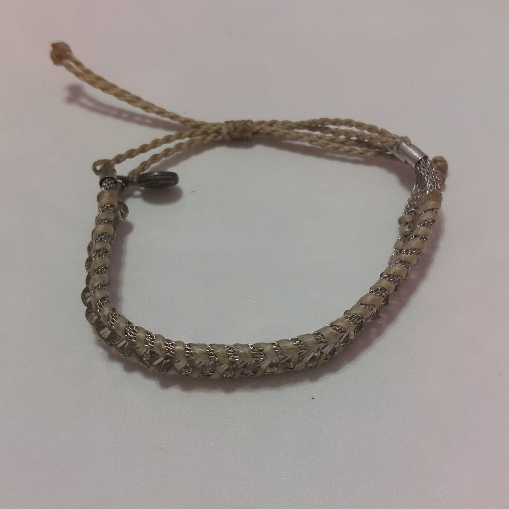 Pura Vida Beaded Tube Mesh Adjustable Cord Bracelet
